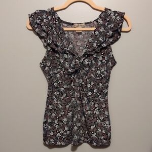 Susan Lawrence Black and White Floral Blouse